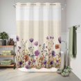 thumbnail image 6 of No Hook Shower Curtain, Purple Red Spring Floral Shower Curtains for Bathroom with See Through Top Window, Watercolor Botanical Summer Flowers Waterproof & Washable Bath Curtain Stall 48"x72", 6 of 9
