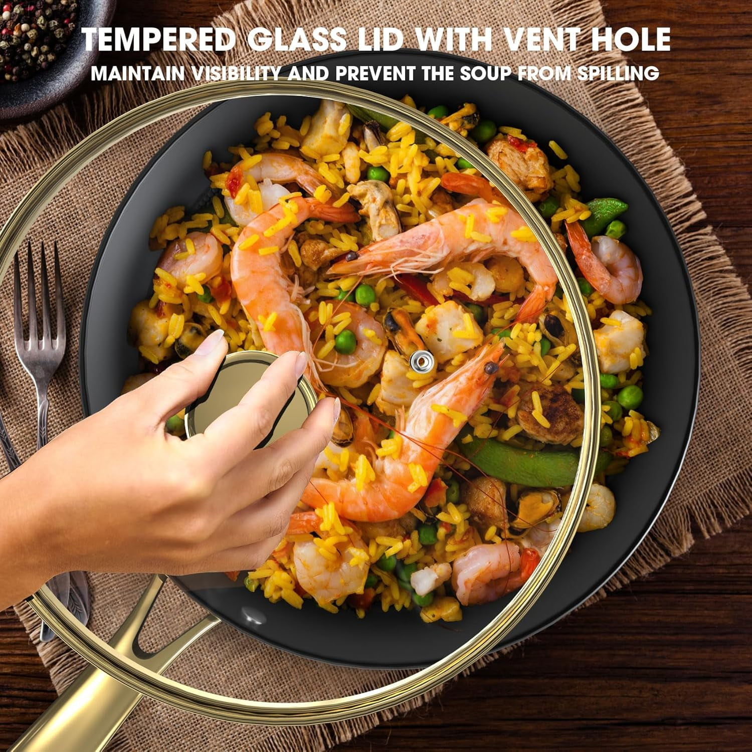 Non Stick Frying Pans Set 10 & 12 Inch Cast Iron Skillets with Lids  Texture Oven Safe Induction