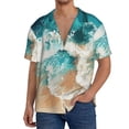 thumbnail image 7 of Lsque Ocean Wave Crash print Men's Cuban Collar Short Sleeve Shirt Summer Beachwear Casual Button Down Fashionable Vacation Leisure Shirt-Large, 7 of 7