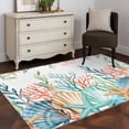 thumbnail image 4 of Summer Beach Washable Area Rugs 2.7'x5', Ocean Colorful Coral Shell Seaweed Starfish Low Pile Throw Living Room Rug Non-Slip Sturdy Edge Binding Carpet for Indoor Entryway Bedside Kitchen, 4 of 9