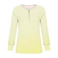 thumbnail image 5 of Aobny Blouse Tops for Women Gradient Plus Button Up Outfits Yellow Long Sleeve Henley Holiday Shirts for Women,XXXL, 5 of 6