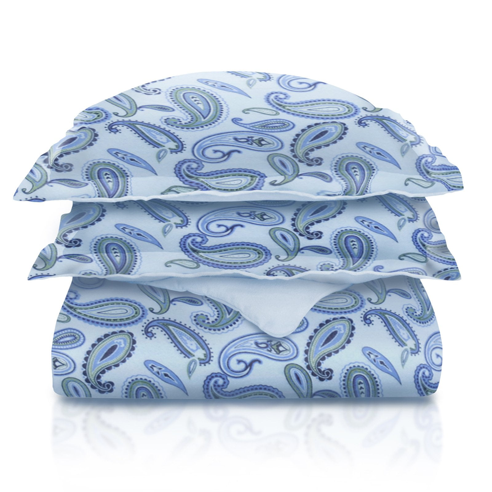 Superior Paisley Cotton Flannel Duvet Cover Set, Full/ Queen, Light