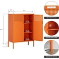 thumbnail image 7 of Elegant Metal Storage Cabinet with Legs, 2 Door Metal Locker Style Accent Storage Cabinet with 2 Adjustable Shelves for Home,Office,Entryway,Orange, 7 of 7