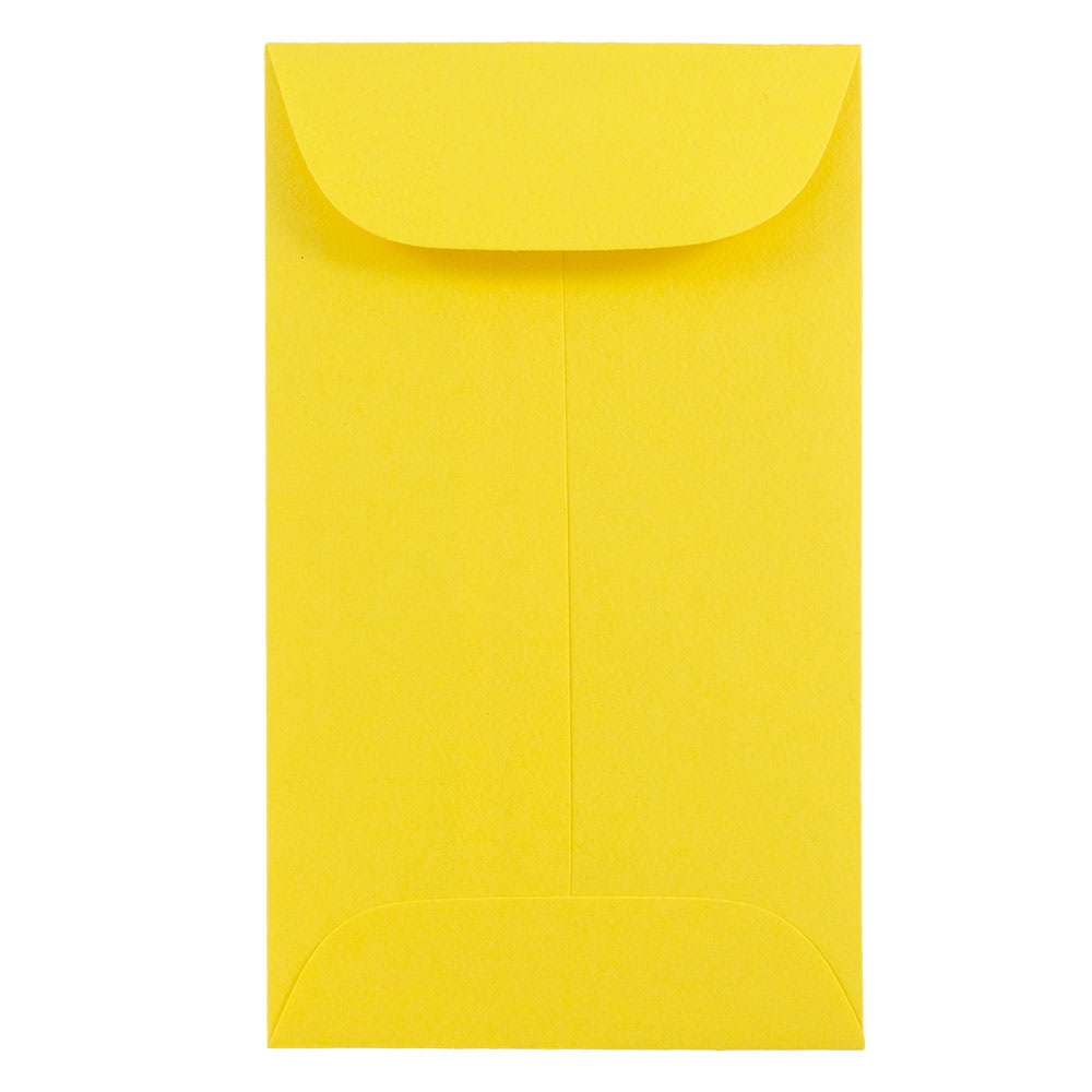 JAM 6 Coin Envelopes, 3 3/8 x 6, Yellow, 50/Pack