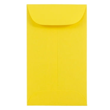 JAM Paper #6 Coin Envelopes, 3 3/8 x 6, Yellow, 50 per Pack