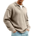thumbnail image 4 of Long Sleeve Tops for Men Fashion Turndown Collar Solid Color Casual Top Loose Soft Comfort Athletic Tee Shirts, 4 of 5
