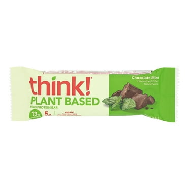 Think! Vegan/Plant-Based High Protein Bars, Chocolate Mint, 13g Protein, 5g Sugar, 10 Count