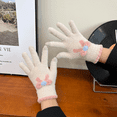 thumbnail image 3 of Guantes cálidos dulces para mujer, de invierno, gruesos, resistentes al frío, con dedos completos, delgados, para montar a caballo, conducir, pantalla táctil, sin bolitas, 3 of 6