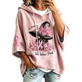 thumbnail image 3 of Arlun In October We Wear Pink Witch Hoodies Women's Cancer Awareness Month Ribbon Graphic 3/4 Sleeve Hooded Sweatshirts Casual Loose Comfort Drop Shoulder Pullovers, 3 of 6