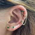 thumbnail image 3 of Emerald Green CZ Crown Threader Tassel Cartilage Screw Mini Stud Earrings Set for Women 14K Gold Plated Flower Solitaire Crystal Tragus Helix Studs Dangle Drop Earrings 20G Post Dainty Jewelry 3 Pcs, 3 of 5