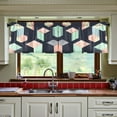 thumbnail image 3 of Yayeee Kitchen Curtains Set of 2 Light Filtering 57"x24" Over Sink Window Panels, Black Cubes, 3 of 7