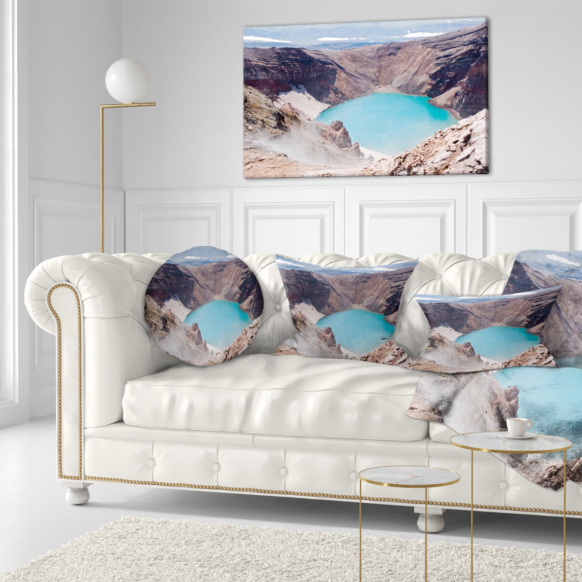 Designart Crater of Volcano Goreliy - Landscape Printed Throw Pillow - 12x20