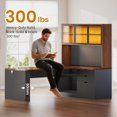 thumbnail image 6 of L Shaped Computer Desk with 3 Drawers, Modern Corner Office Desk with LED Light, Display Cabinet and Pegboard for Home Office, Living Room, 6 of 7