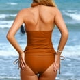 thumbnail image 4 of ITSAME Womens One Piece Swimsuit, Backless Ribbed Drawstring Side V Neck Sexy Solid Bathing Suit Orange 2XL, 4 of 5
