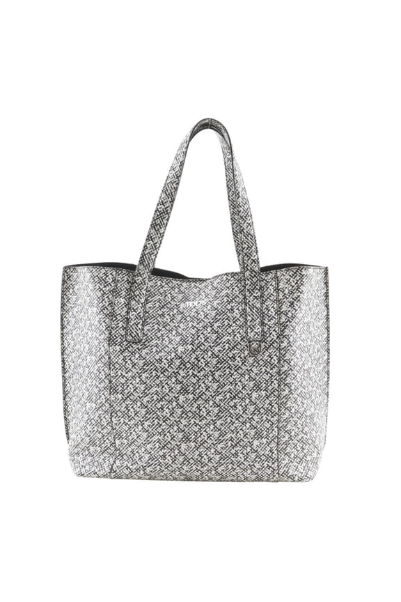 Pre-Owned TOD'S Paper Bag Tote Bag, PVC x Leather, Black/White, A4 Size, Open, Unisex