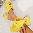thumbnail image 5 of SACFOF Women's High Heeled Square Toe Slip On Sandals, Puffy Knot Chunky Heel Open Toe Sandals for women, Summer Party Prom Shoes, 5 of 6