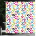 thumbnail image 4 of Ambesonne Colorful Shower Curtain, Cartoon Dog Paw Traces, 69"Wx75"L, Purple Blue Green, 4 of 5