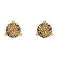 thumbnail image 3 of 1 Ct Round Cut Studs Champagne Crystal 18K Yellow Solid Gold Everyday Dainty Earrings Screw Back, 3 of 7
