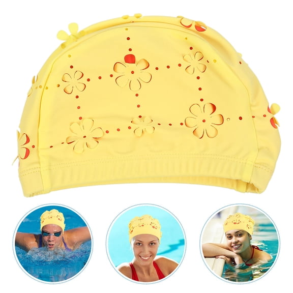 SHINYPASING 1Set 3D Flower Petal Shape Cap for Women Sun Proof Waterproof Headdress for Swimming and Bathing