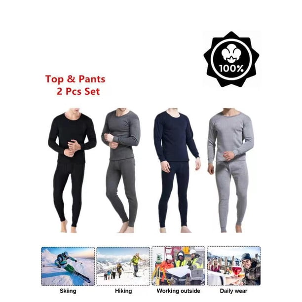 Men Cotton Thermal Long Johns Top & Bottom 2Pc Underwear Set(L/XL/2XL
