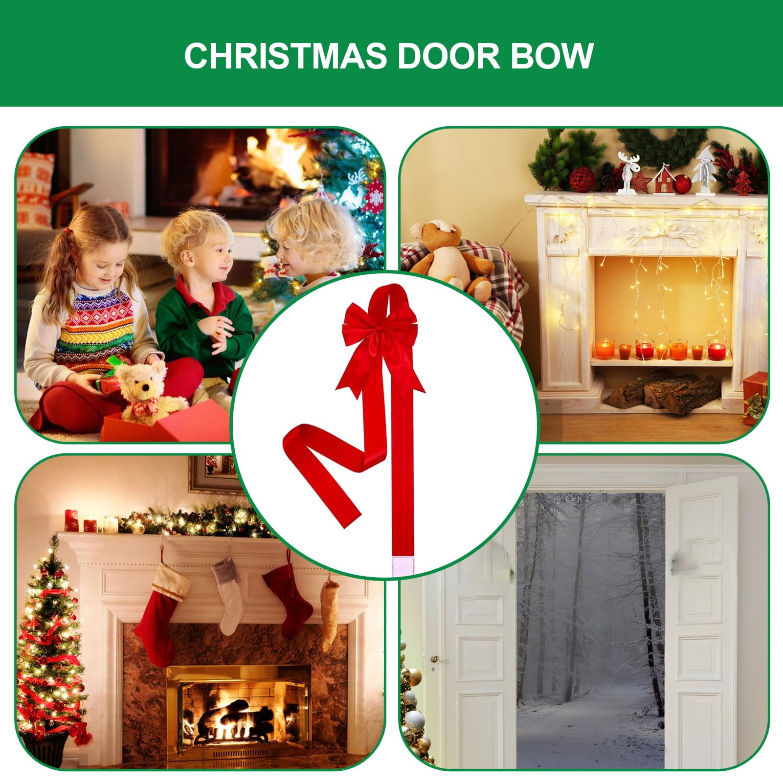 6Pcs Large Red Christmas Cabinet Door Ribbon Bow, 40in Big Christmas Bow Wrapping Decorations, Front Door Bow Christmas Tree Bow