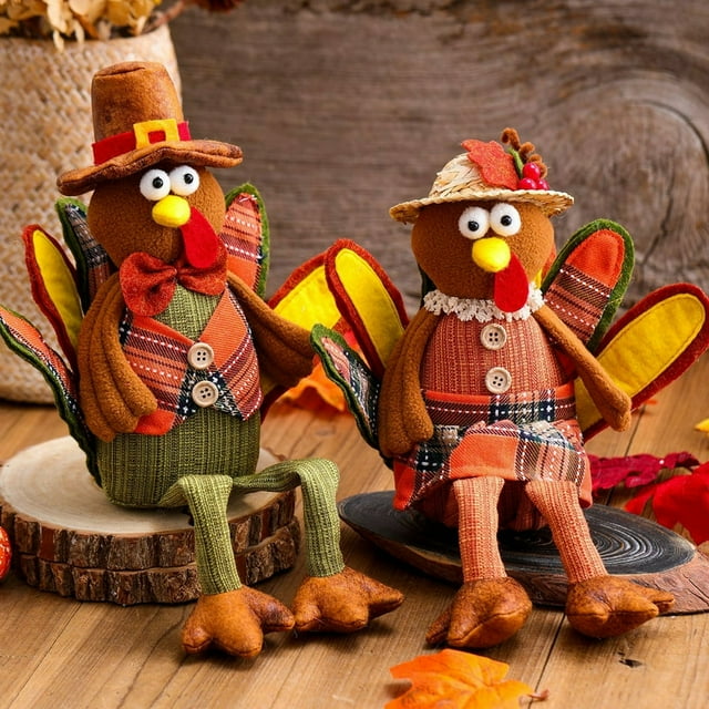 Realistic Turkey Doll Adorable Fabric Long Legs Thanksgiving Decoration Home Decor