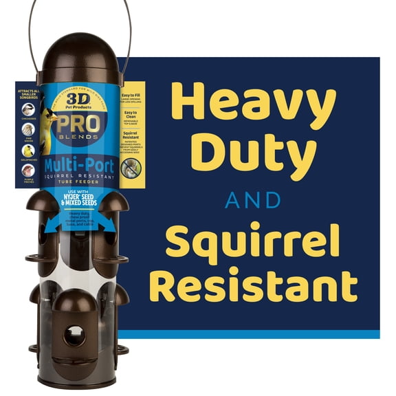 3-D Pro Blends Multi-Port Squirrel Resistant Wild Bird Feeder, 3 lbs Capacity