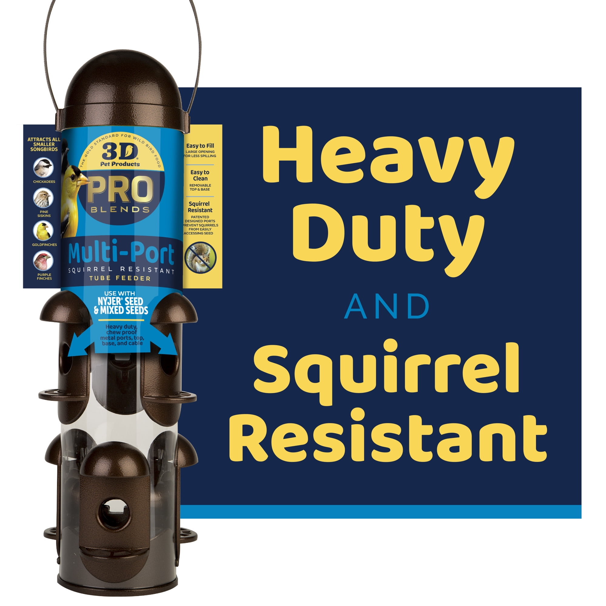 3-D Pro Blends Multi-Port Squirrel Resistant Wild Bird Feeder, 3 lbs Capacity