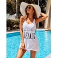 thumbnail image 4 of Ekouaer Women' Beach Cover Up Sexy Beach Dress V-Neck T-Shirt Dress Printed Short Coverup White Large, 4 of 6