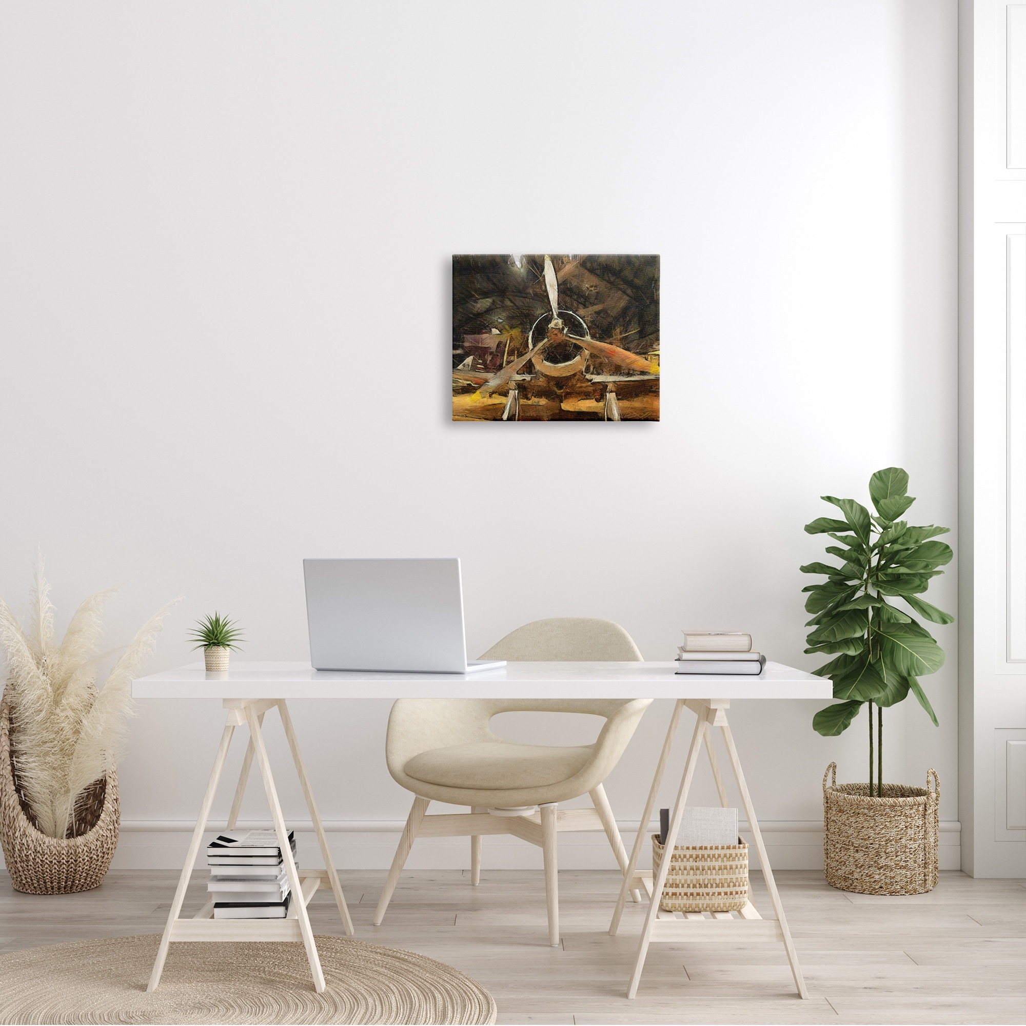 Stupell Industries Abstract Jet Plane Propeller Aircraft Hanger Scene, 20 x 16,Design by Daniel Sproul