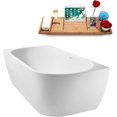 thumbnail image 3 of 71" Streamline G-64-265-PBR Soaking Glossy White Freestanding Tub and Tray With Internal Drain in Polished Brass, 3 of 8