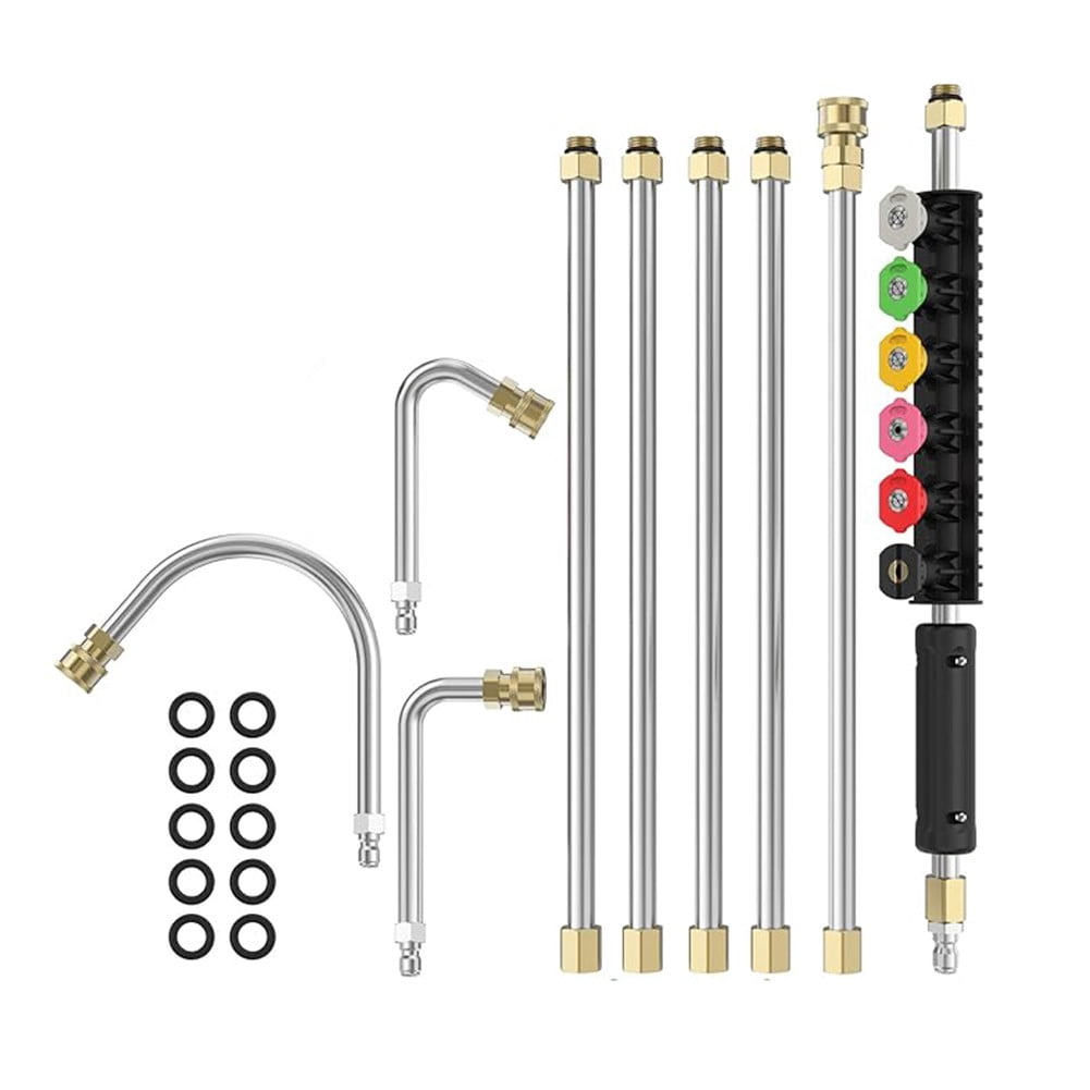 9FT Pressure Washer Extension Wand with 6 Nozzles for Gutter & Roof Cleaning