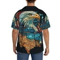 thumbnail image 3 of Naloa Stained Glass Eagle USA Men's Loose Fit Cuban Collar Short-Sleeve Shirt, Hawaiian Shirts, Mens Shirts Casual for Everyday Wear Outings-XX-Large, 3 of 5