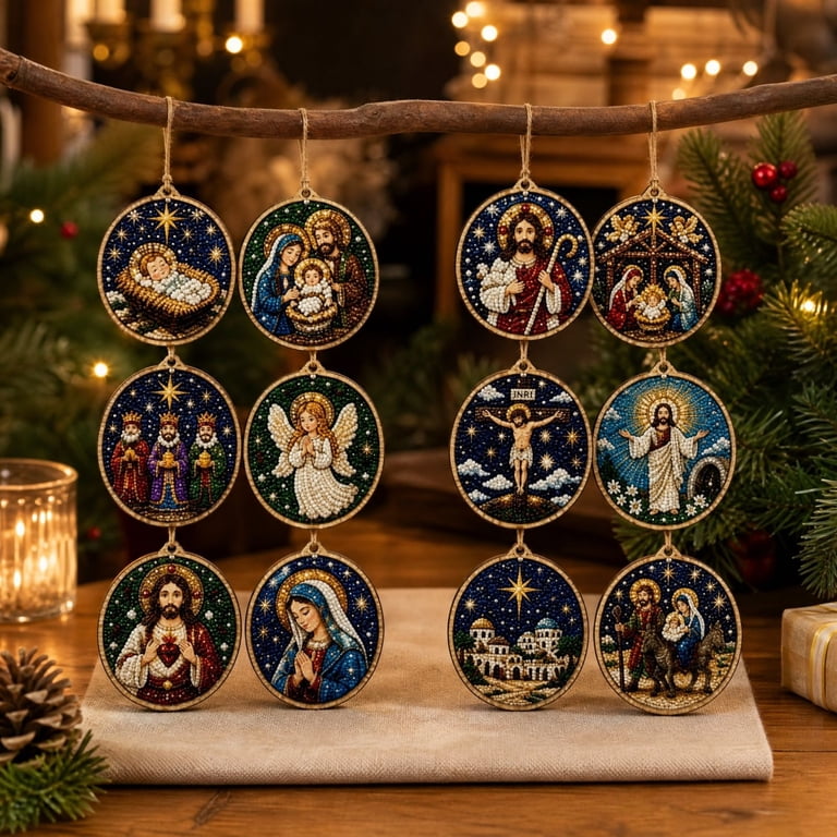 Dpityserensio Diamond Art Hanging Ornament Set 12 PCS Religious Theme ...