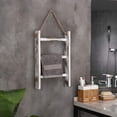thumbnail image 5 of 3-Tier Mini Whitewashed Wood Wall-Hanging Hand Towel Storage Ladder with Rope, 5 of 6