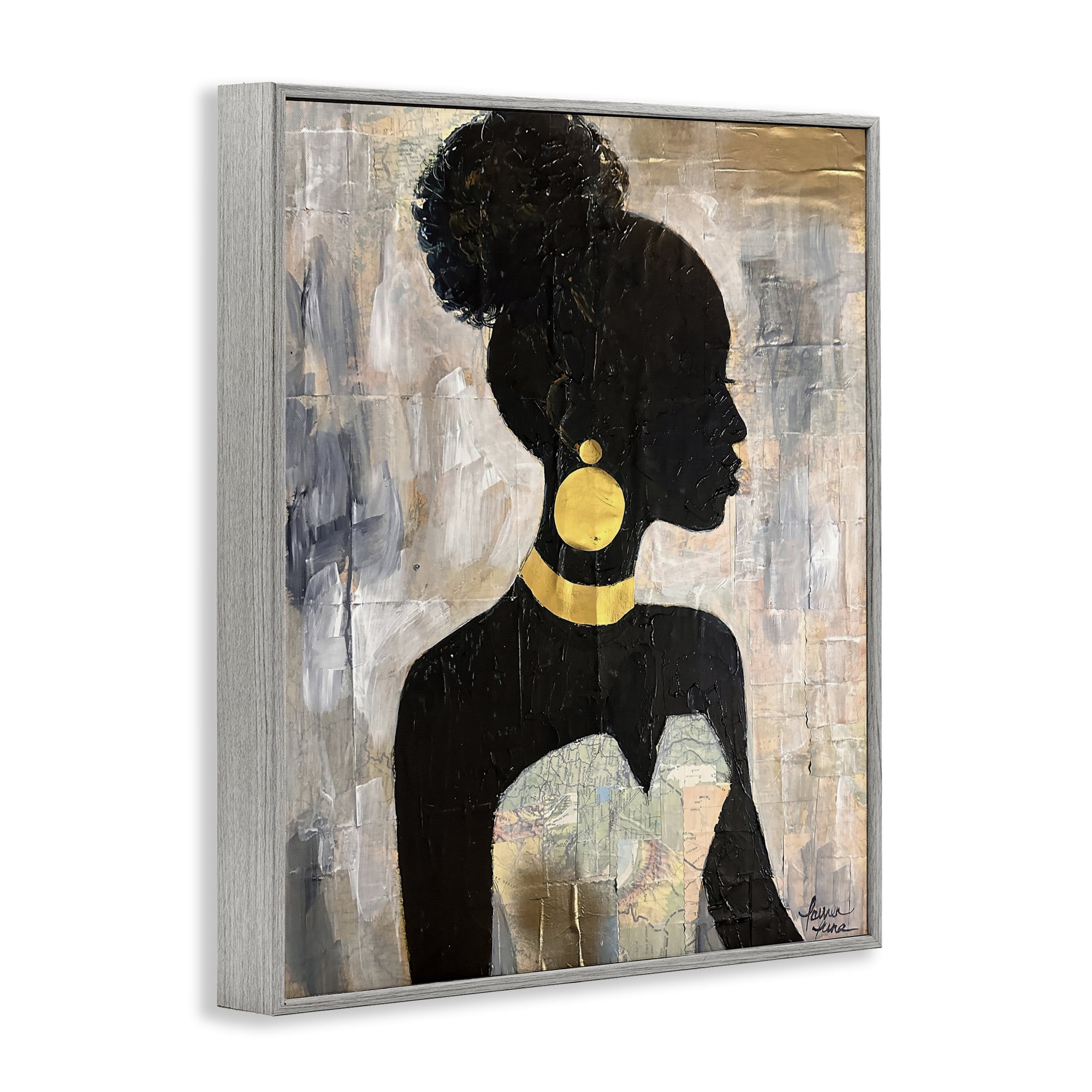 Stupell Industries Elegant Fashion Silhouette Gray Framed Giclee Art, design by Lauren Luna