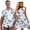 Blue Hippy Flowers, variant on Couple Matching Hawaiian Outfits Seahorses Mens Button Down Shirt Summer Beach Shirts and Womens Sleeveless Dress Size 2XL