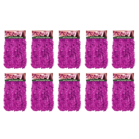 10-Pack 15FT Pink Tinsel Garland – Glitter Metallic Twist for Christmas, Weddings, Luaus & More