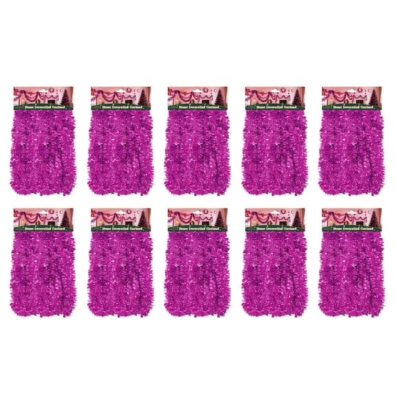 10-Pack 15FT Pink Tinsel Garland – Glitter Metallic Twist for Christmas, Weddings, Luaus & More