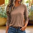 thumbnail image 2 of PBFRDSJ Women's Crew Neck Stripe Blouse, Long Sleeve Textured Casual Top, Relaxed Fit Daily Wear Shirt, Sizes S-5XL, 2 of 6