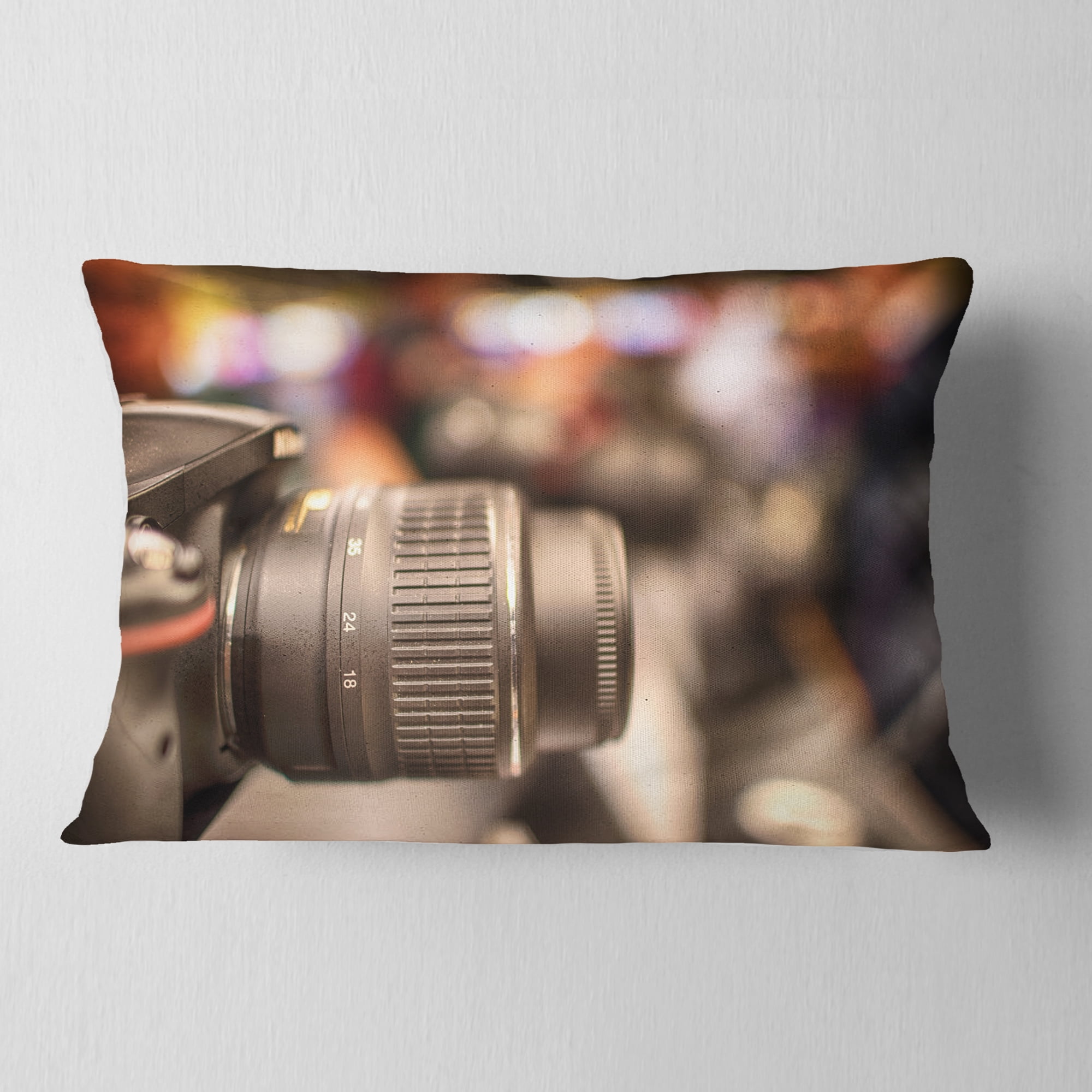 Designart Modern Camera in City Electronics Shop - Contemporary Throw Pillow - 12x20