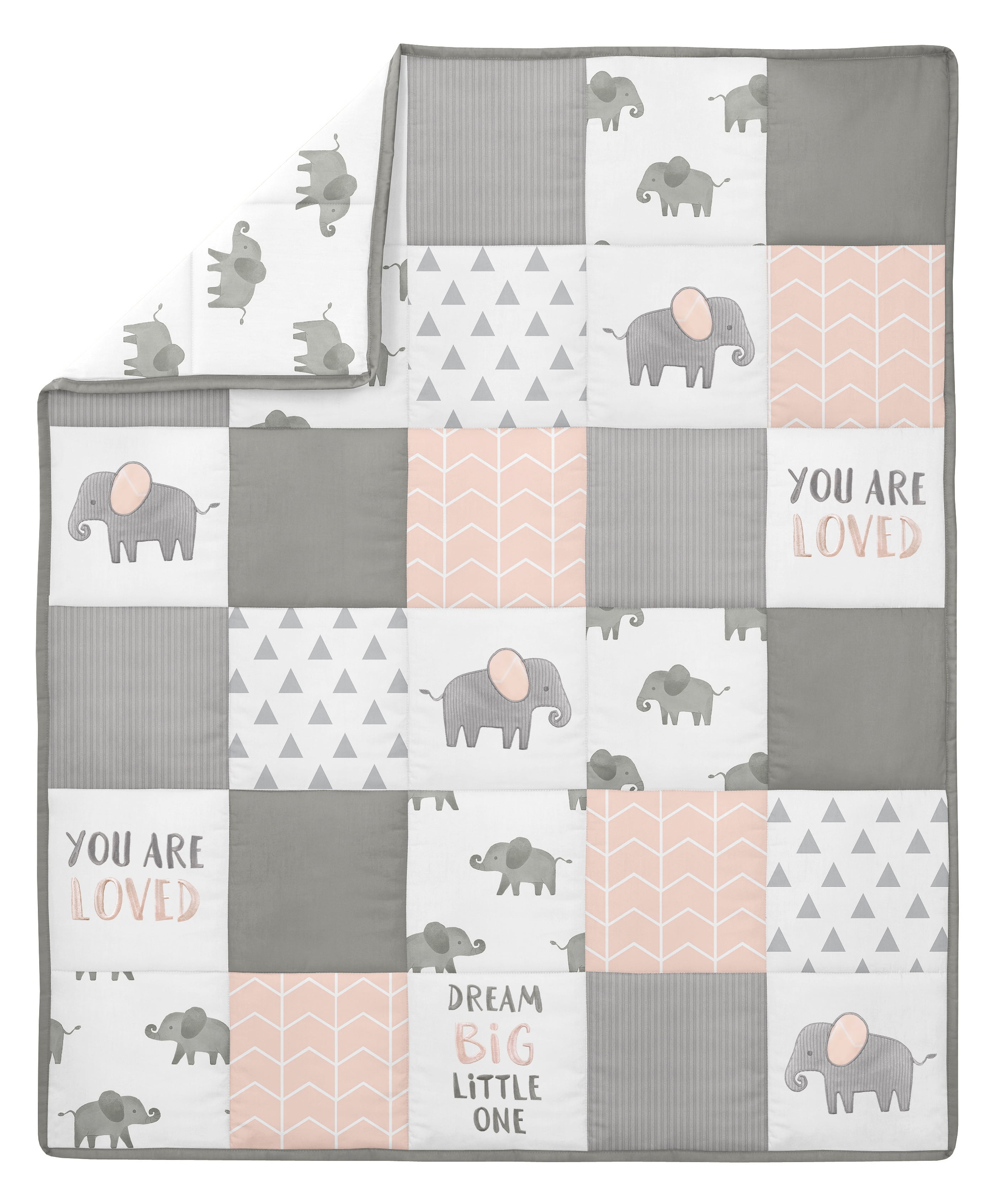Sweet Jojo Designs Elephant Pink Grey and White 4 Piece Crib Bedding Set