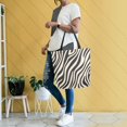 thumbnail image 4 of FORMRS Womens Canvas Tote Bag with Zipper Inner Pocket Shoulder Handbag, Black Lines, 4 of 7