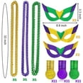 thumbnail image 2 of Mardi Gras Beads Necklaces Mask Coins Party Favors Set, 124pcs Mardi Gras Accessories Decorations Bulk for Kids Women Men Parades Carnival Games Toy Masquerade Party Decor Supplies, 2 of 6