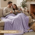 thumbnail image 4 of EMONIA Soft Throws for Sofa, Cozy Checkered Blanket Gifts for Women Men, Lightweight Fleece Throw Blanket for Couch Bed, Home Decor Blankets and Throws, Light Purple, 50x60 Inches, 4 of 13
