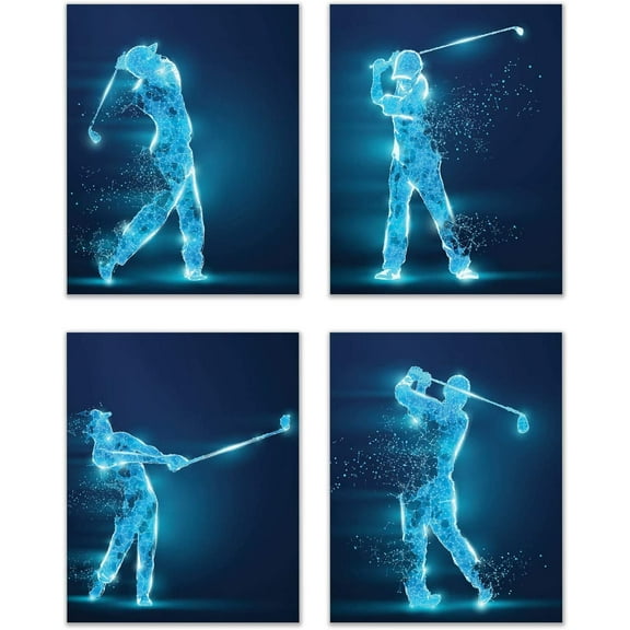 Summit Designs Golf X-Ray Wall Art Decor Prints - Set of 4 (8x10) Inch Unframed Poster Photos - Bedroom