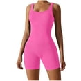 thumbnail image 2 of WCMZJ Women's Bodysuit Yoga Workout Romper One Piece Outfits Ribbed Sleeveless Going Out Bodycon Jumpsuit Shorts Hot Pink M, 2 of 5