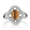 thumbnail image 2 of Gem Stone King 1.62 Ct Oval Brown Tiger Eye 925 Sterling Silver Ring (Size 7), 2 of 4