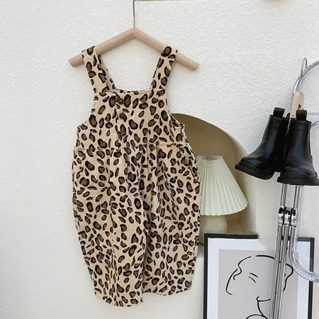 

Clearance Children Kids Pants Leopard Print Overalls +Cotton Blouse Elastic Waist Girls Jumpsuits Romper Infant Clothing Outfits 2Pcs