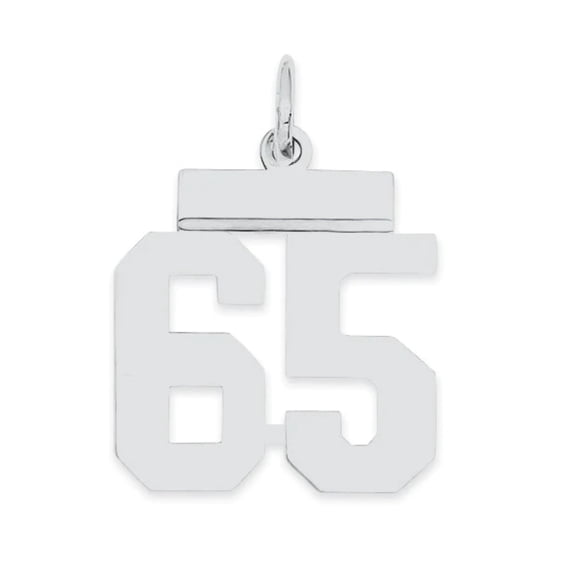 The Black Bow Sterling Silver, Athletic Collection, Small Polished Number 65 Pendant